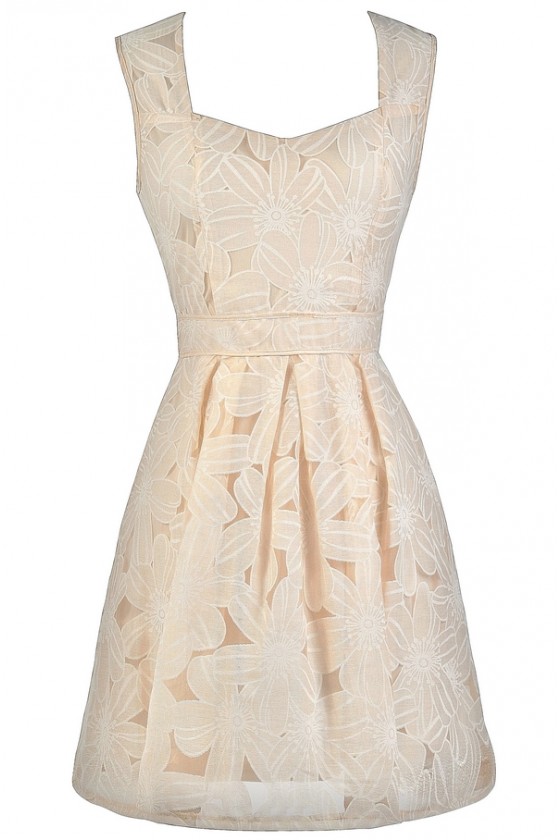 Beige dress top with flowers