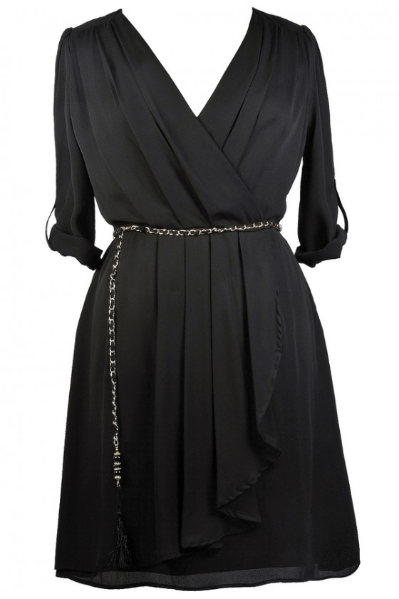 Black chiffon wrap dress new arrivals