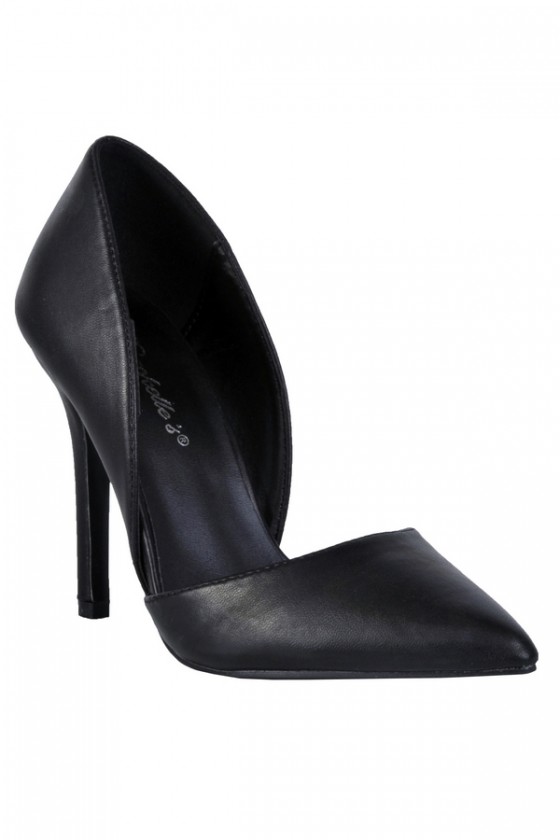 Black D'orsay Cute Black Pumps, Pointed Toe Pumps Lily Boutique