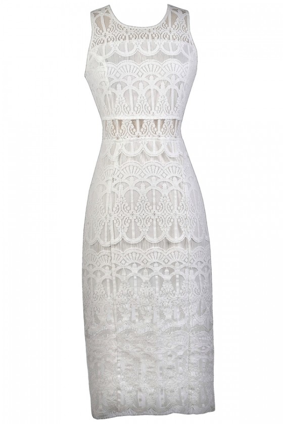 white lace pencil dress