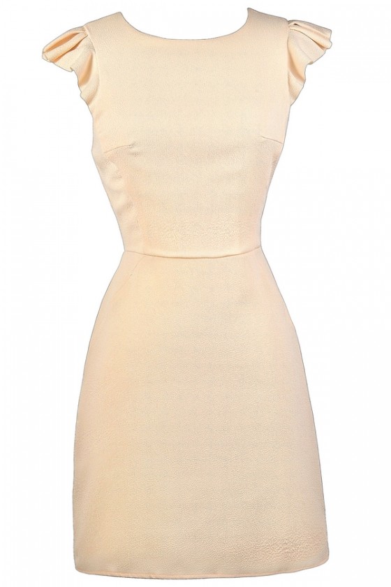 Beige cocktail store dress with sleeves