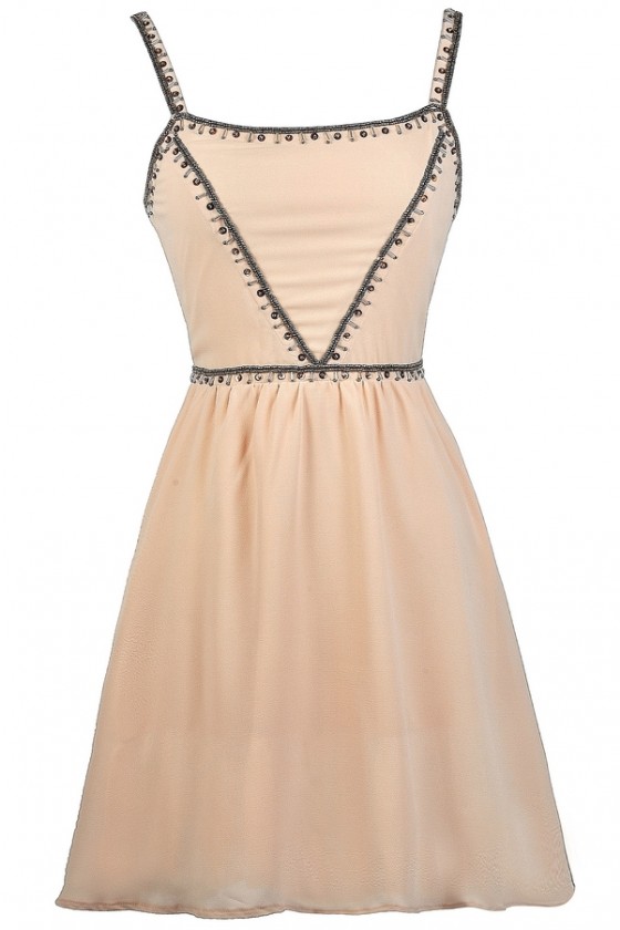 Beaded Cream Dress Cream Party Dress Cute Rehearsal Dinner