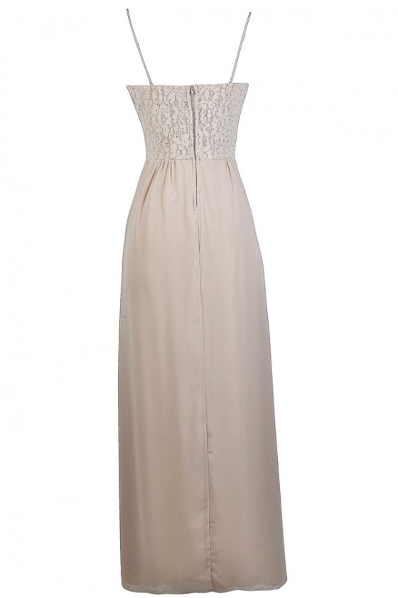 Cute prom Dress, Cream Blush Maxi Dress, Blush Cream Lace Maxi Dress,  Embellished Prom Dress, Cute Maxi Dress Lily Boutique