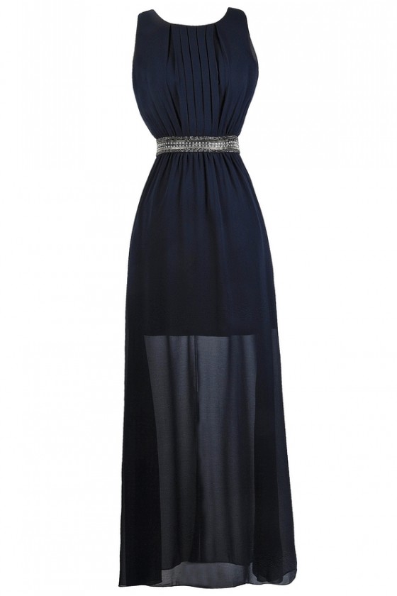 navy beaded bridesmaid dress Navy Blue Lace Beaded Wedding Party Dresses, High Low Bridesmaid Gowns   Cutedressy