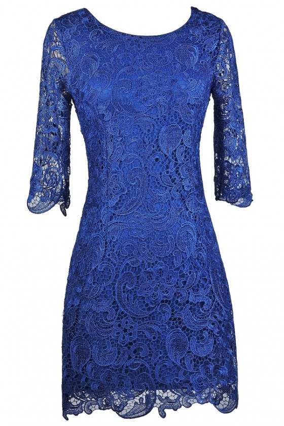 Royal blue top lace cocktail dress
