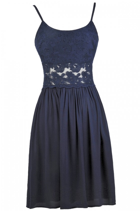 Crochet Lace Dress, Cute Blue Sundress ...