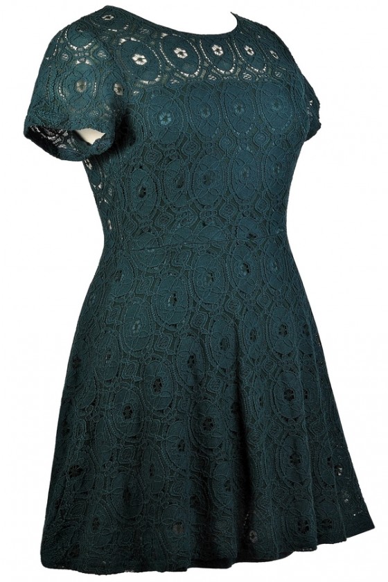 Cute Plus Size Dress | Plus Size Green Lace Dress | Lily Boutique