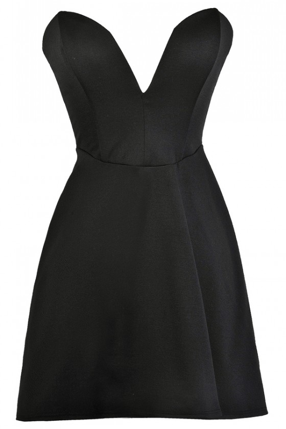 Black strapless a line dress sales