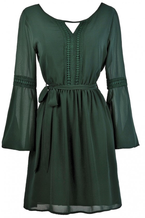 forest green boho dress