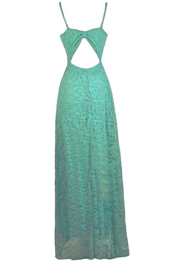 Jade Green Lace Maxi Dress, Cute Lace ...