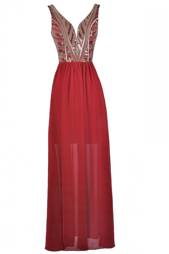 Red and gold maxi dress online