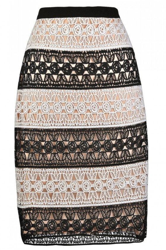 Black and White Lace Pencil Skirt Online Boutique Cute Juniors Skirt Lily Boutique