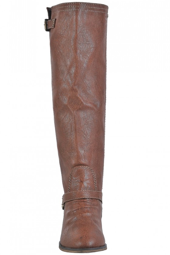Brown boots sales with red zipper
