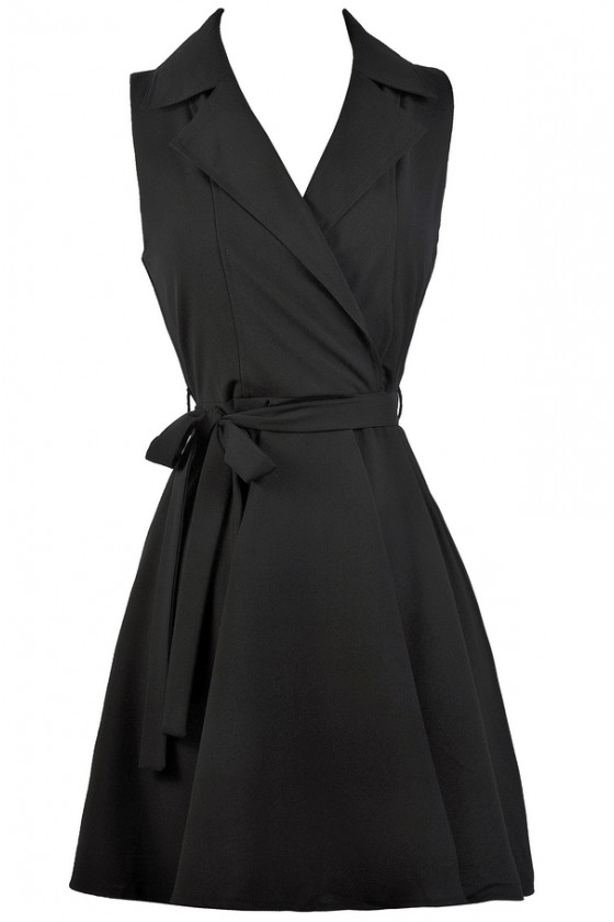 Cute Work Dress Black Wrap Shirt Dress Black Sundress Lily Boutique