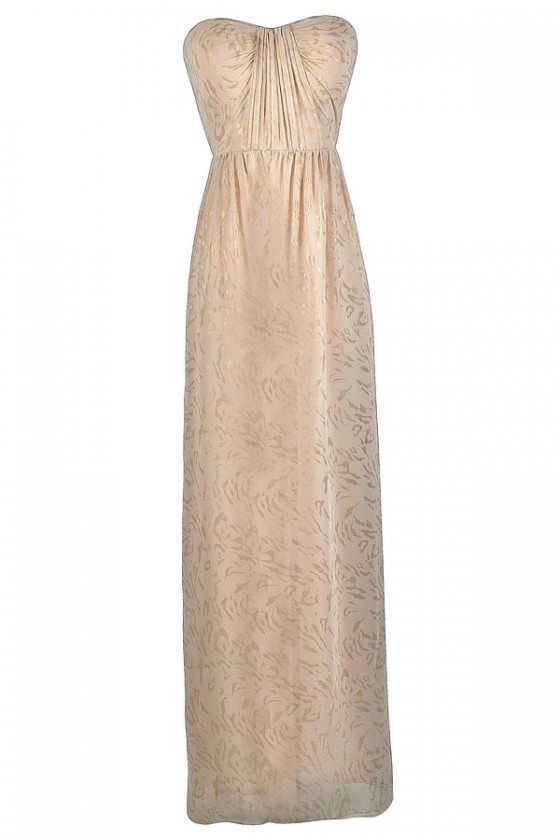 Boutique lace & metallic maxi dress top