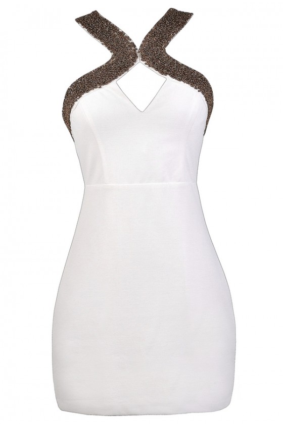White gold cocktail store dress