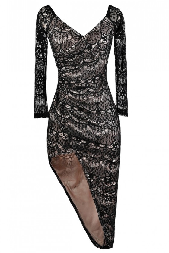 black lace cocktail dress