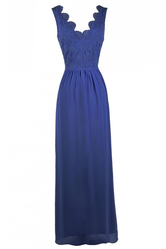 boutique lace & metallic maxi dress