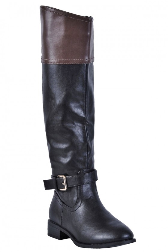 Women's brown and black riding boots cheap