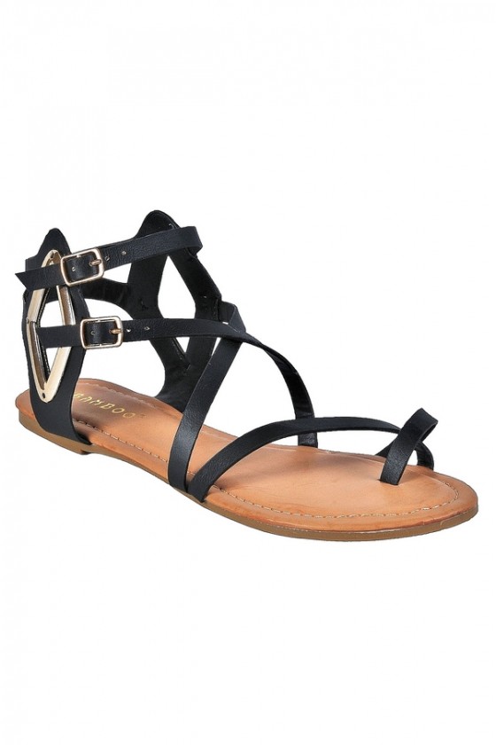 black strapless sandals