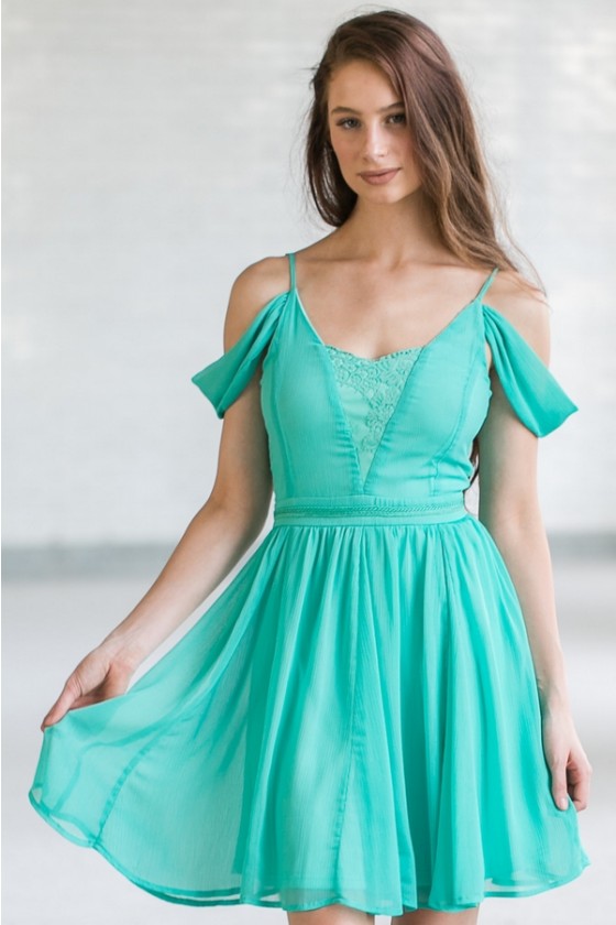 Turquoise off deals the shoulder dress