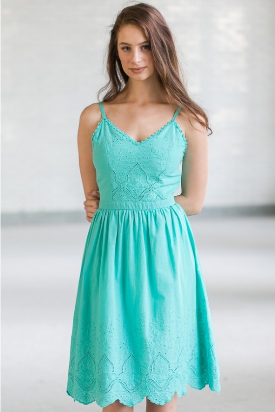 Jade Green Midi A-Line Dress, Jade ...