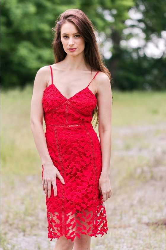 JANE Layla midi pencil dress - Red