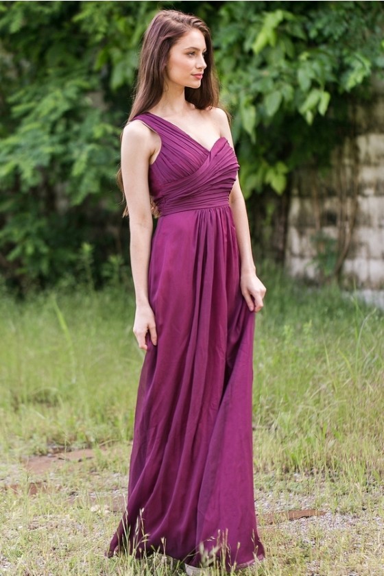 junior bridesmaid dresses knee length Plum Chiffon A Line Floor Length Short Sleeves Bridesmaid Dress