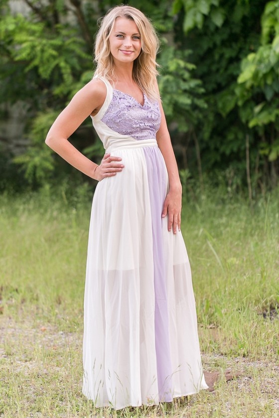 Purple and cream dress store