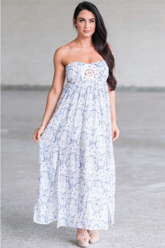 blue and white maxi