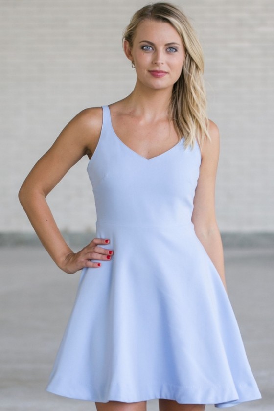 Cute Periwinkle Blue A-Line Dress ...