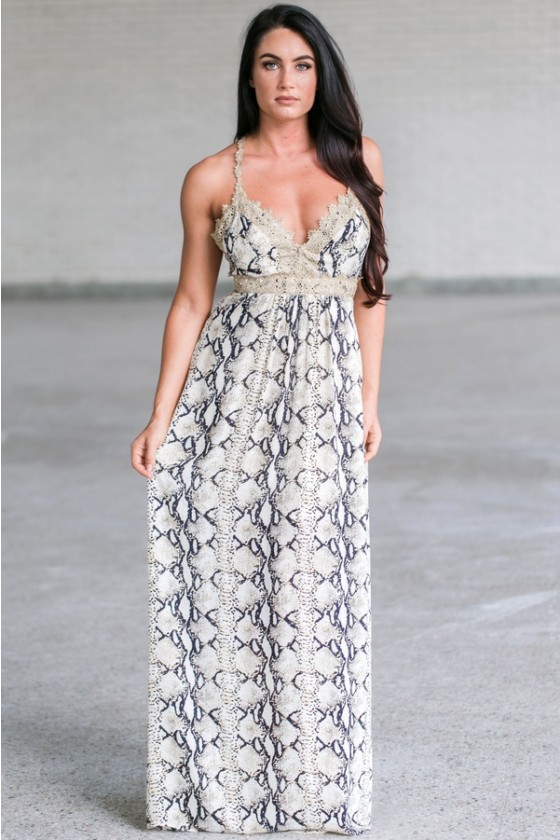 lace trim maxi dress