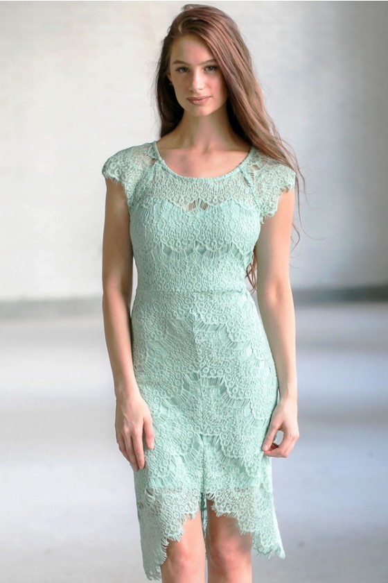 green lace sheath dress
