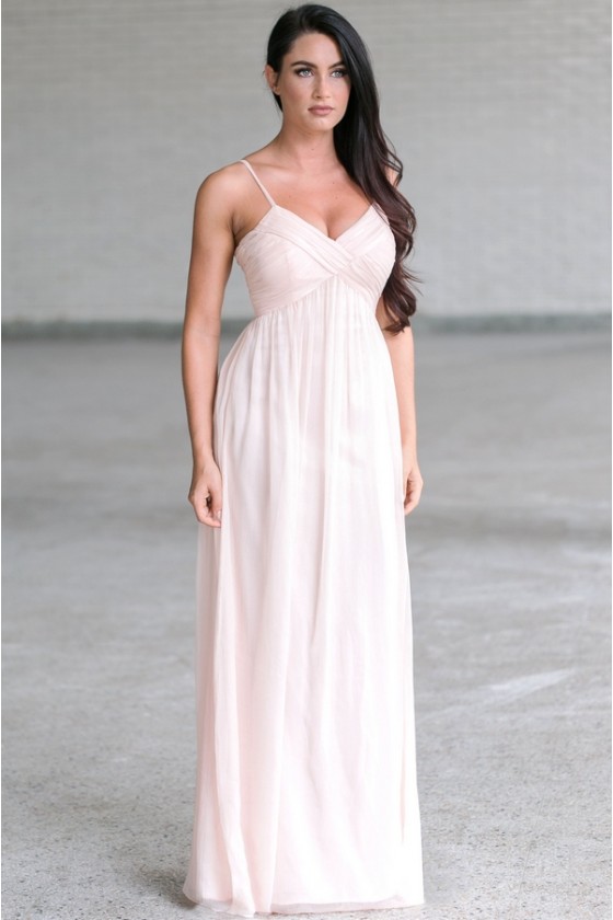 blush pink chiffon maxi dress