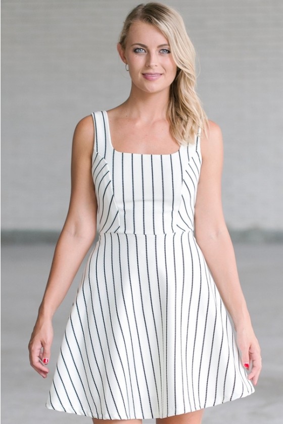 striped black and white dress