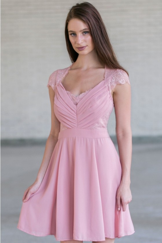 Pink lace outlet chiffon dress
