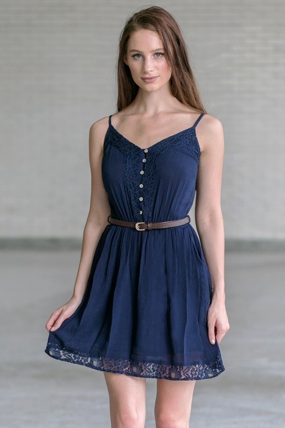 Belted Navy Sundress, Cute Navy Juniors ...