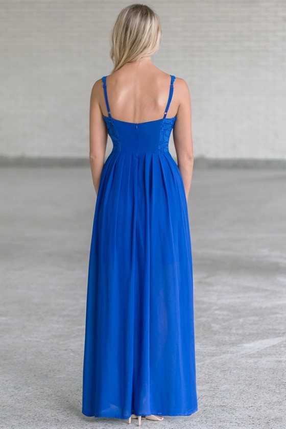 Bright Royal Blue Lace Maxi Dress Cute Juniors Maxi Dress Online
