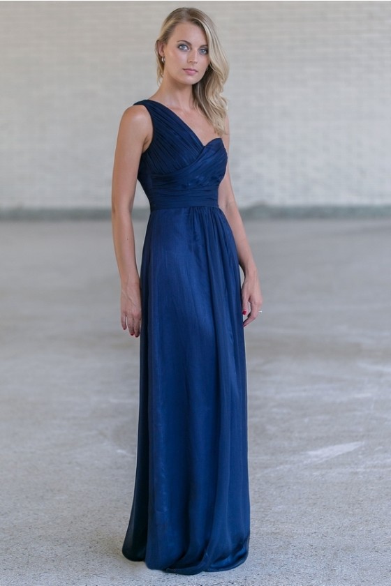 One shoulder chiffon store dress