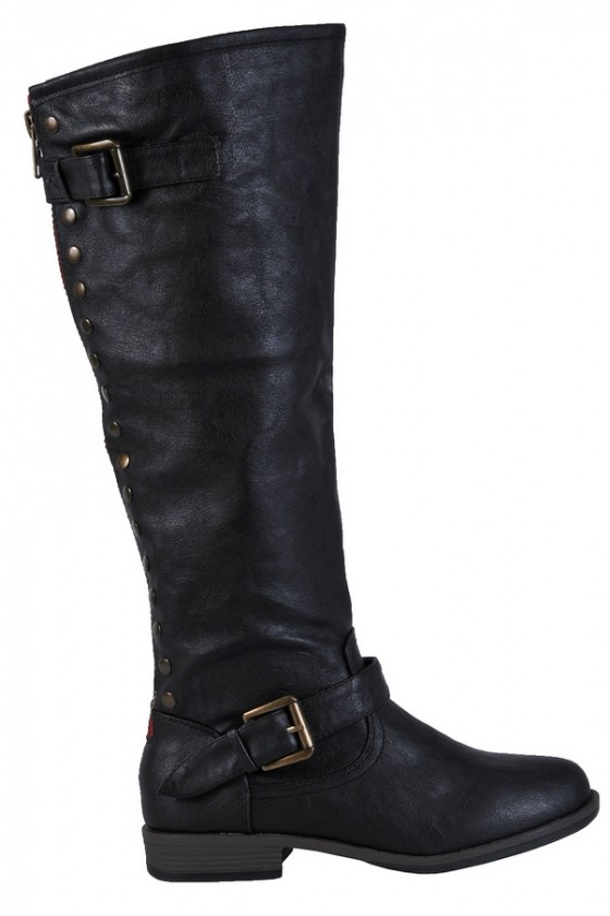 boots with red zipper down the back