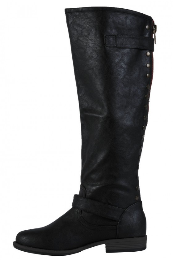Black Red Zipper Boots Cute Studded Black Boots Lily Boutique