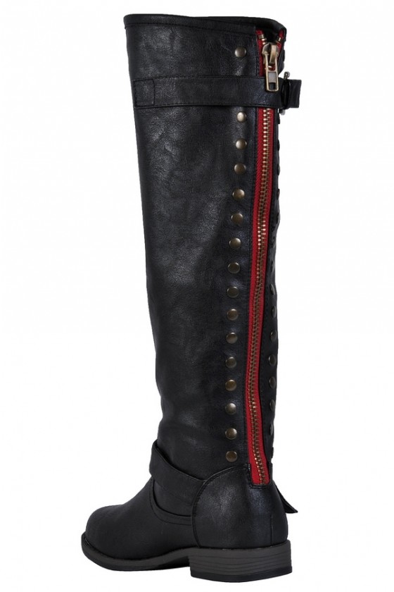 Black boots with 2025 zipper up the back