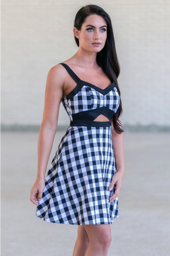 Black and White Checker Dress, Cute Gingham Dress Online Lily Boutique
