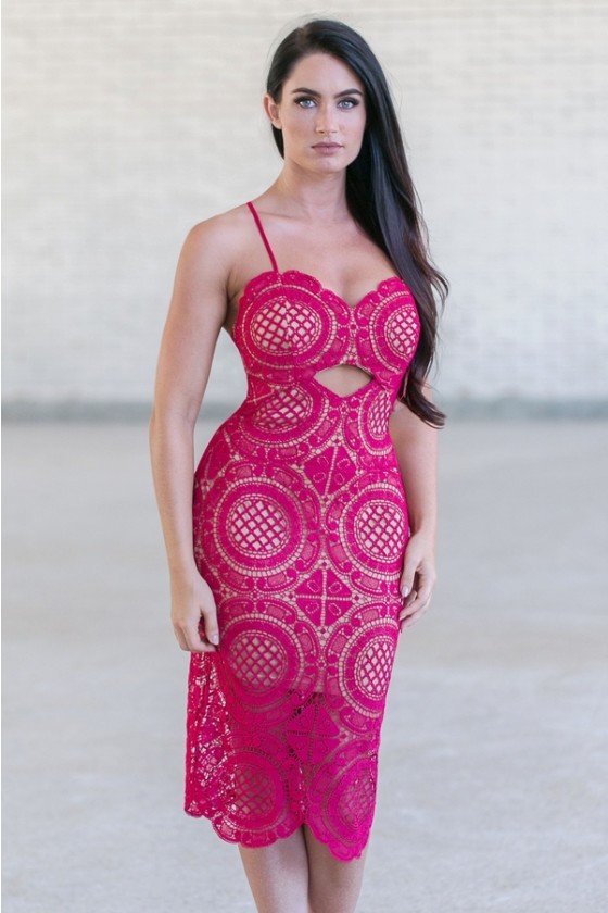 Boutique lace crochet bodycon dress deals