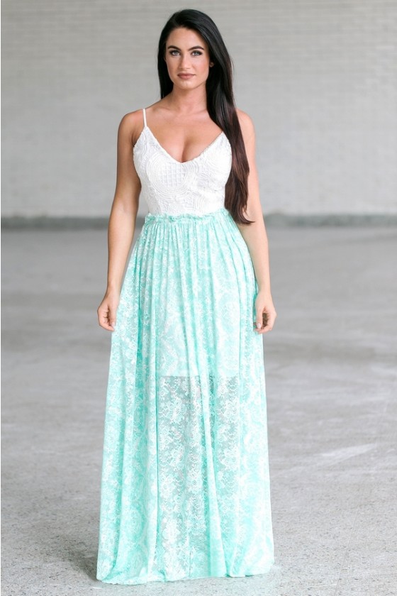 Back Maxi Dress, Cute Mint 