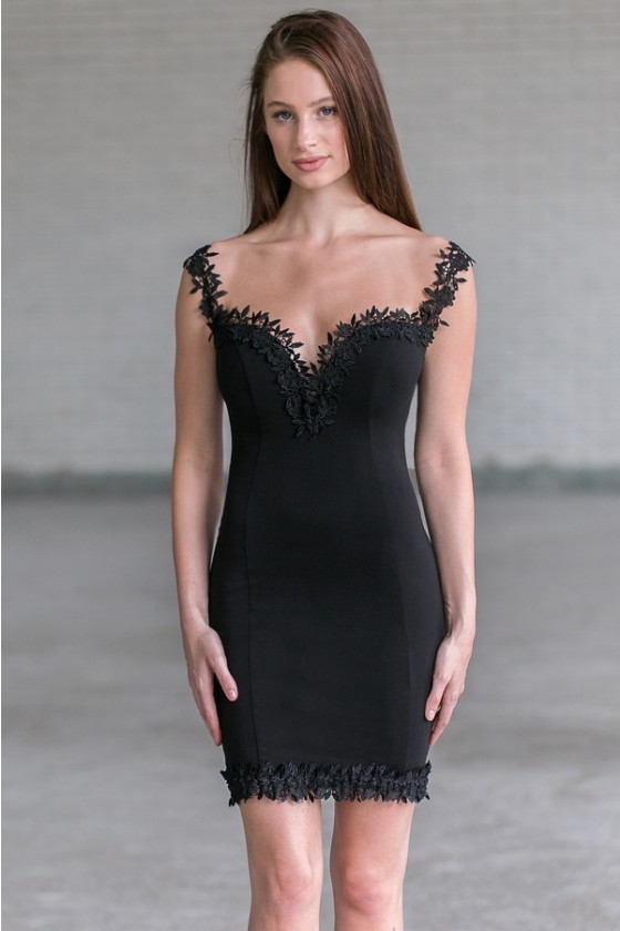 Black Lace Dress, Black Cocktail Dress, Cute Black Dress Online