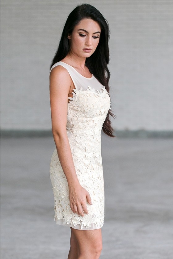 chinese dress ladies Aggi by Halewski Azalia Embroidered Off White Dress