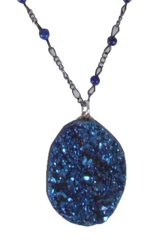 Blue stone pendant, rough stone necklace, cute jewelry Lily Boutique