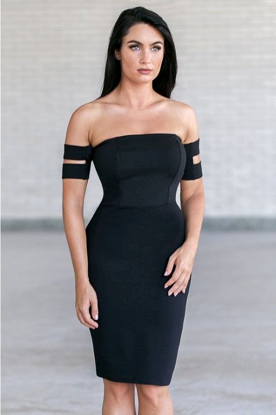 off shoulder black dress