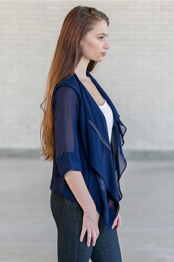 Navy chiffon on sale jacket